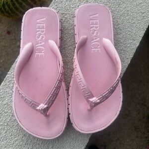 Versace Pink Rubber Flip Flop Sandals